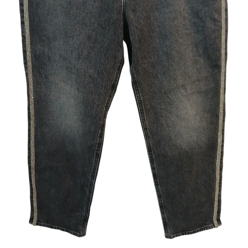 Lucky Brand Mid Rise Sienna Slim Boyfriend Jean Black Silver Glitter 10/30 Y2k‎